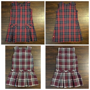 Lot of 2 Plaid School Uniform Jumpers Dennis True Grits Size 4 & 6 Pleated Dress